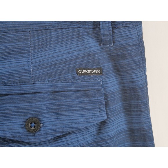 Quiksilver Dry Flight Men's Water Repellent Blue Striped Shorts Size See Measure - Picture 8 of 11